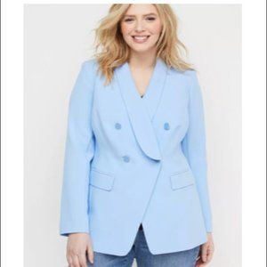 NWT Light Blue Lane Bryant Double Breasted Blazer 3X/4X 26